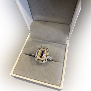 New with Box, Vintage style 925 Sterling Ring Costume Jewelry Faux Sapphires